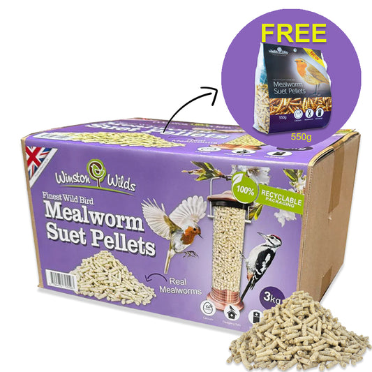 3kg Mealworm Suet Pellets + 500g FREE